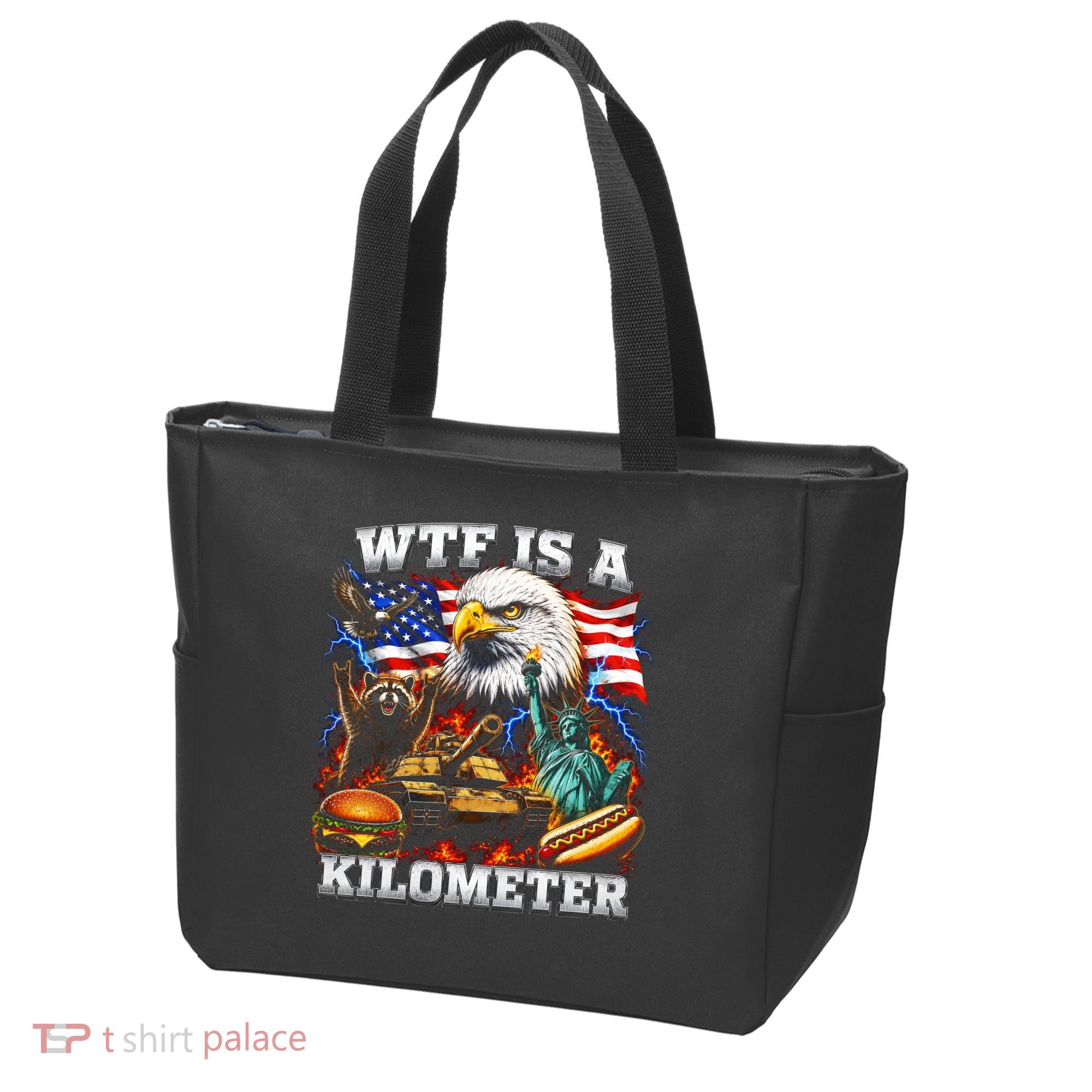 WTF Is A Kilometer? Patriotic Eagle American Graphic Tote Bag