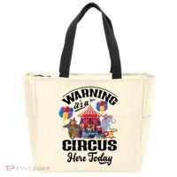 Warning It'S A Circus Here Today Carnival Birthday Party Tote Bag thumb 0