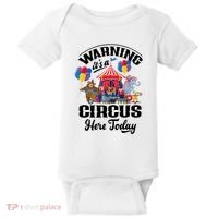 Warning It'S A Circus Here Today Carnival Birthday Party Baby Bodysuit thumb 0