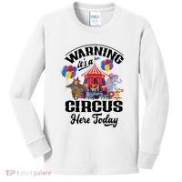 Warning It'S A Circus Here Today Carnival Birthday Party Kids Long Sleeve Shirt thumb 0