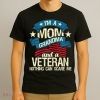 Womens I'm A Mom Grandma And A Veteran Patriotic American Flag T-Shirt thumb 3