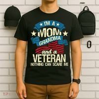 Womens I'm A Mom Grandma And A Veteran Patriotic American Flag T-Shirt thumb 6