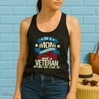 Womens I'm A Mom Grandma And A Veteran Patriotic American Flag Women's Tank Top thumb 2