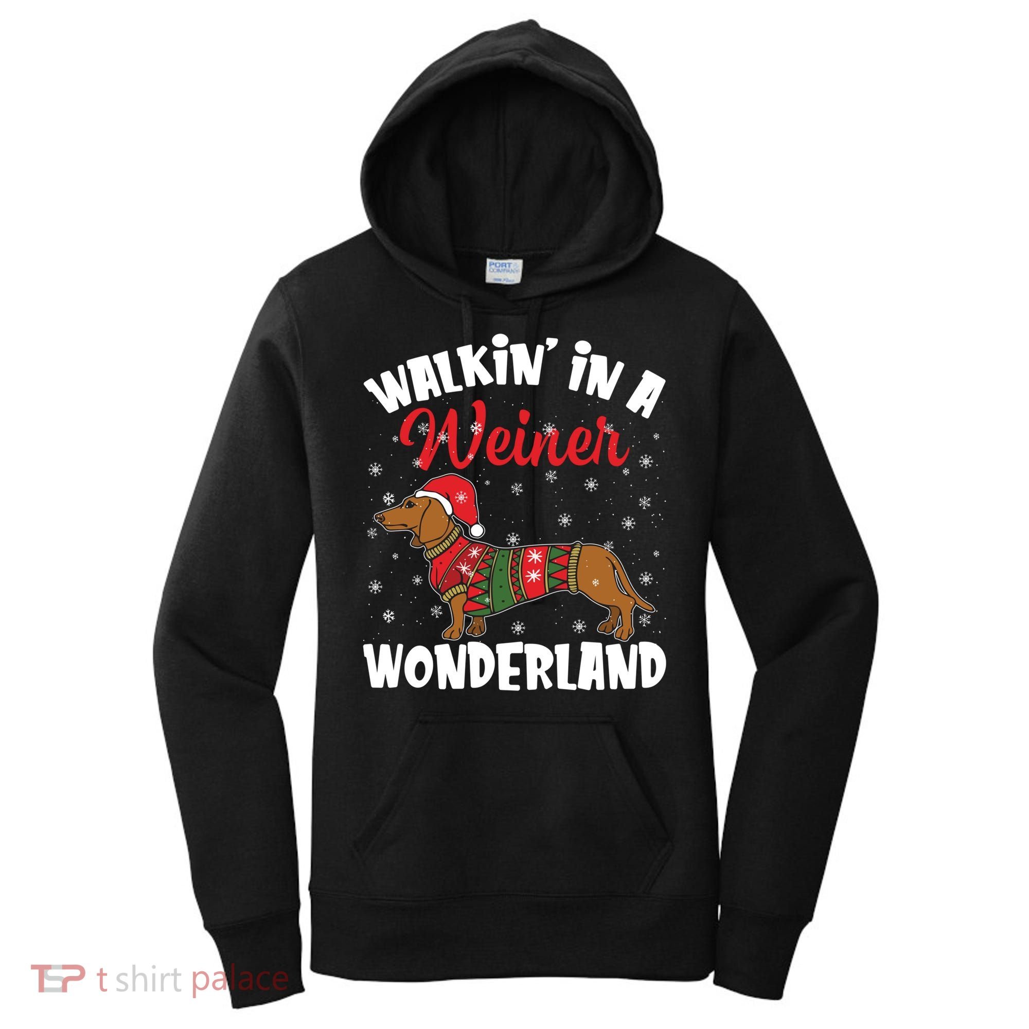 Walking In A Wiener Wonderland Funny Dachshund Christmas Cool Gift Women's Hoodie