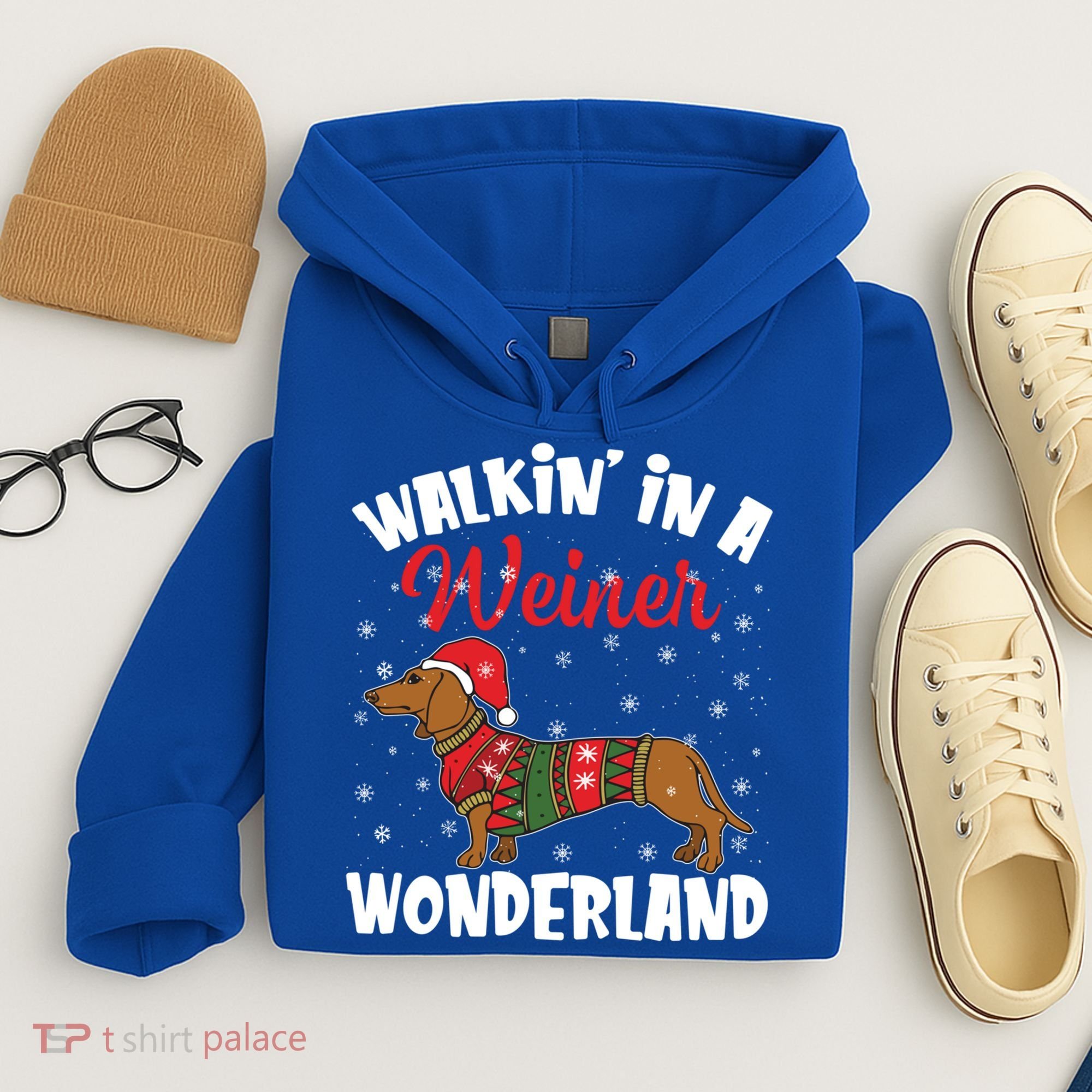Walking In A Wiener Wonderland Funny Dachshund Christmas Cool Gift Hoodie