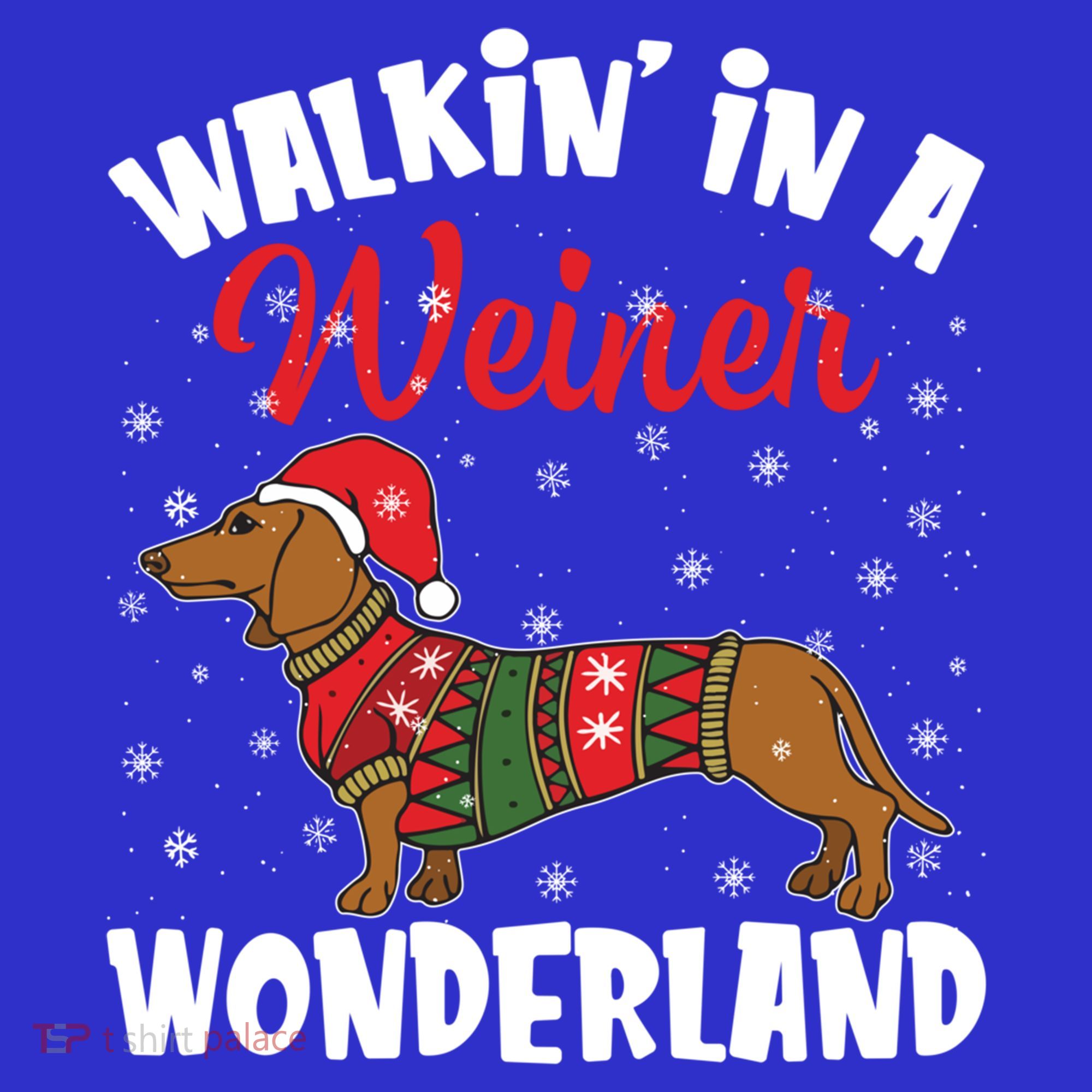 Walking In A Wiener Wonderland Funny Dachshund Christmas Cool Gift Hoodie