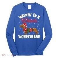 Walking In A Wiener Wonderland Funny Dachshund Christmas Cool Gift Long Sleeve Shirt thumb 0