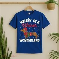 Walking In A Wiener Wonderland Funny Dachshund Christmas Cool Gift T-Shirt thumb 2