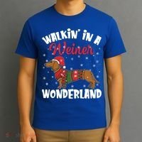 Walking In A Wiener Wonderland Funny Dachshund Christmas Cool Gift T-Shirt thumb 3