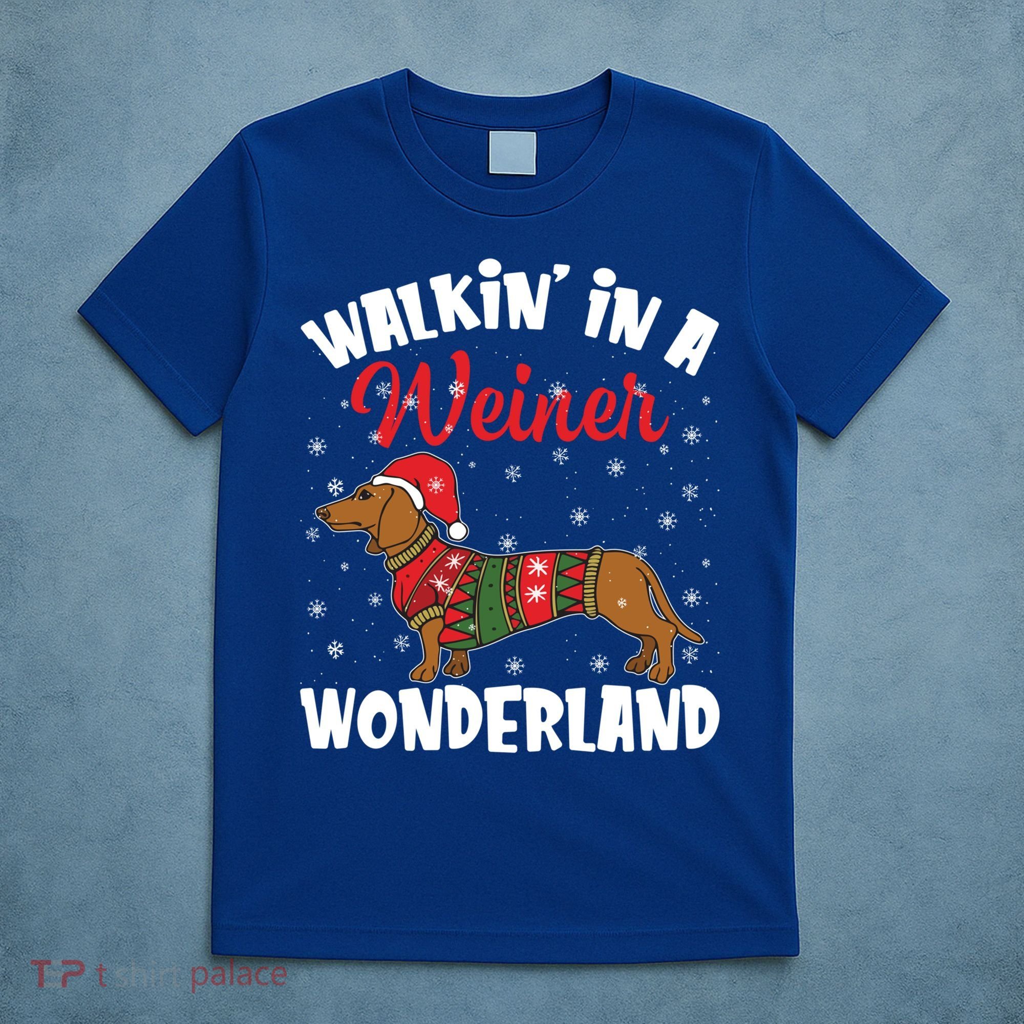 Walking In A Wiener Wonderland Funny Dachshund Christmas Cool Gift T-Shirt