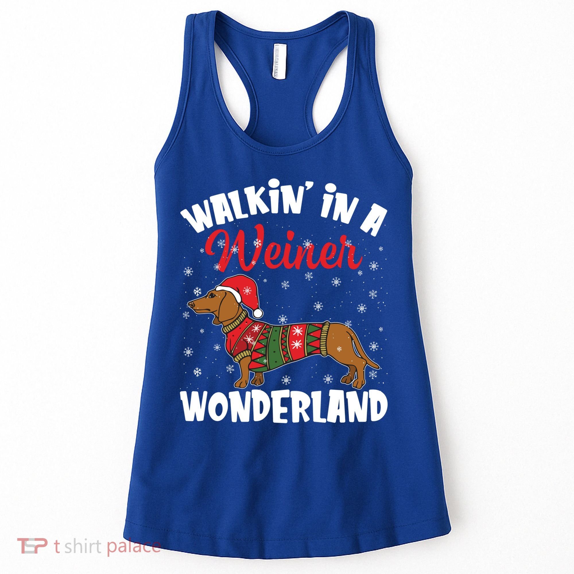 Walking In A Wiener Wonderland Funny Dachshund Christmas Cool Gift Women's Tank Top