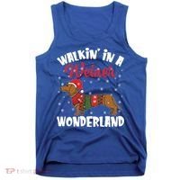Walking In A Wiener Wonderland Funny Dachshund Christmas Cool Gift Tank Top thumb 0