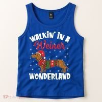 Walking In A Wiener Wonderland Funny Dachshund Christmas Cool Gift Tank Top thumb 2