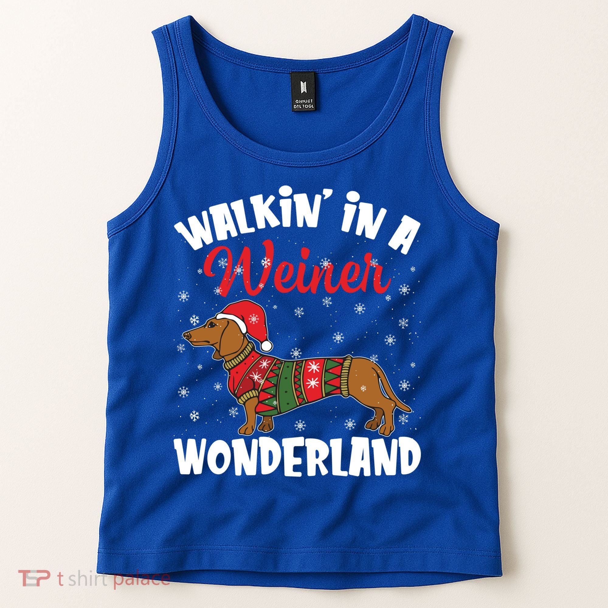 Walking In A Wiener Wonderland Funny Dachshund Christmas Cool Gift Tank Top