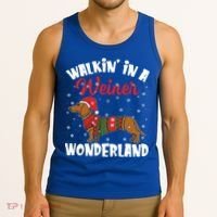 Walking In A Wiener Wonderland Funny Dachshund Christmas Cool Gift Tank Top thumb 3