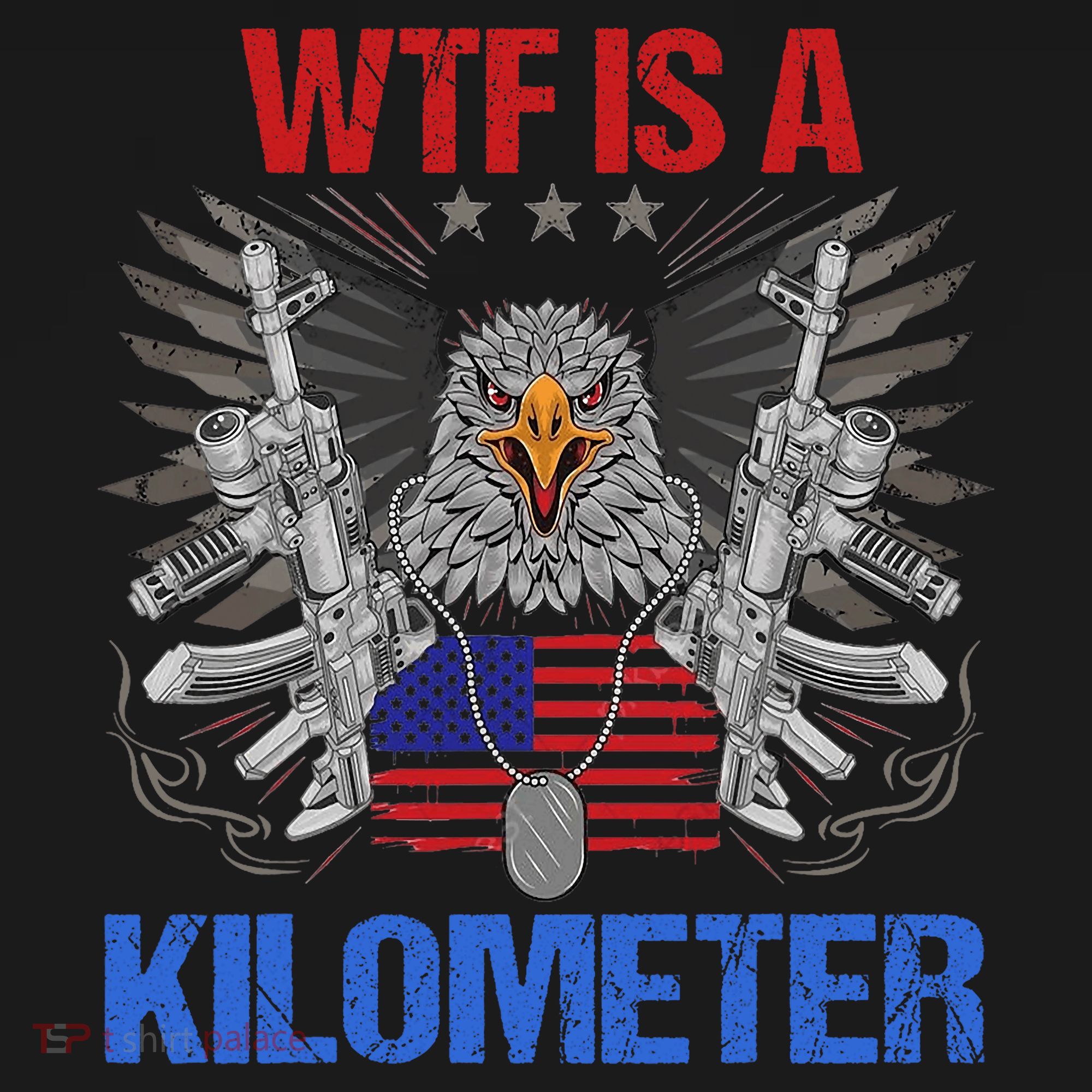 Wtf Is A Kilometer Eagle American Flag Usa 4th Of July T-Shirt