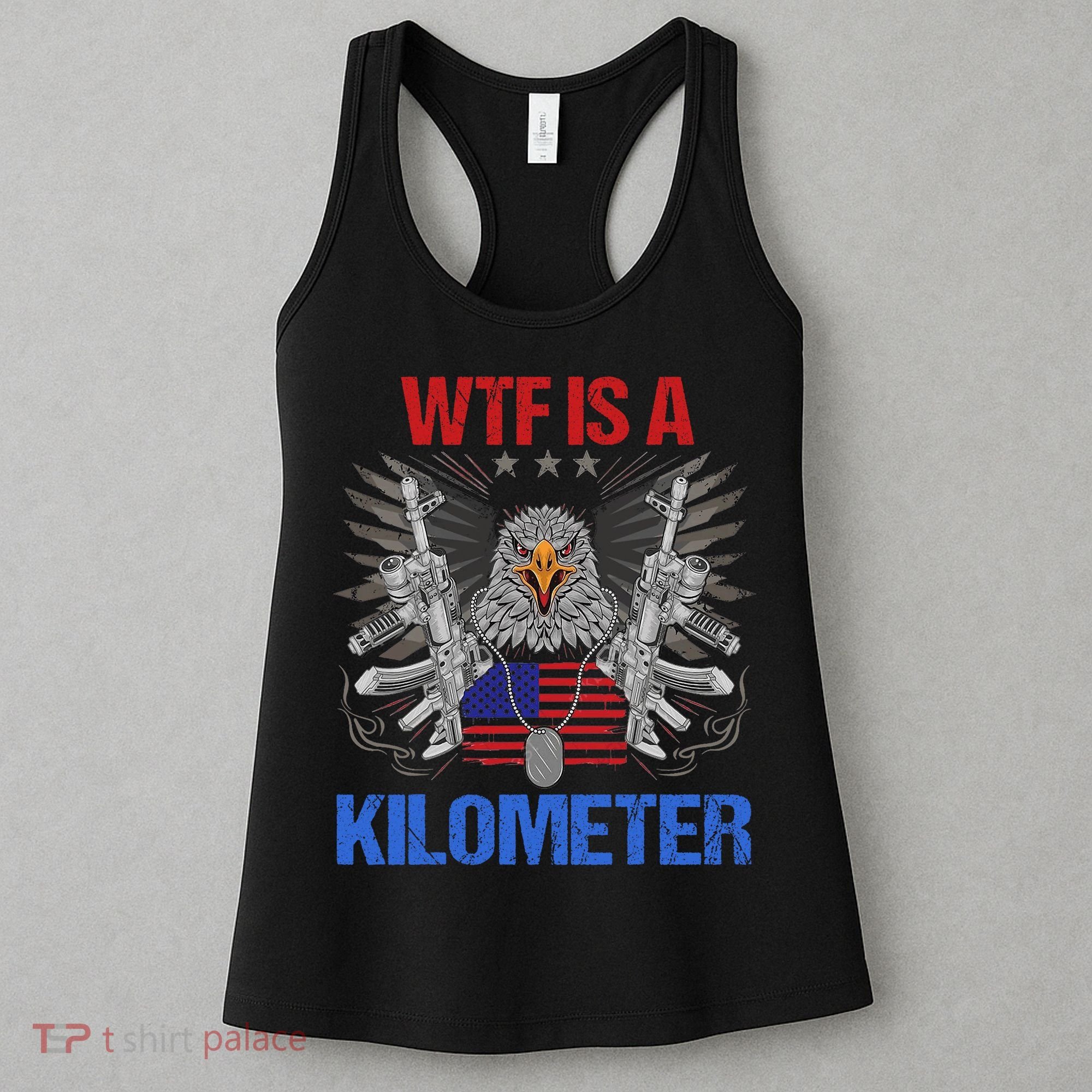 Wtf Is A Kilometer Eagle American Flag Usa 4th Of July Women's Tank Top