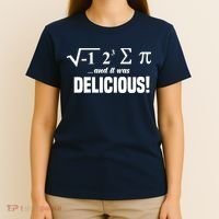 Wo I Ate Some Pie And It Was Delicious Funny Math Pun Pi Day V-Neck T-Shirt thumb 4