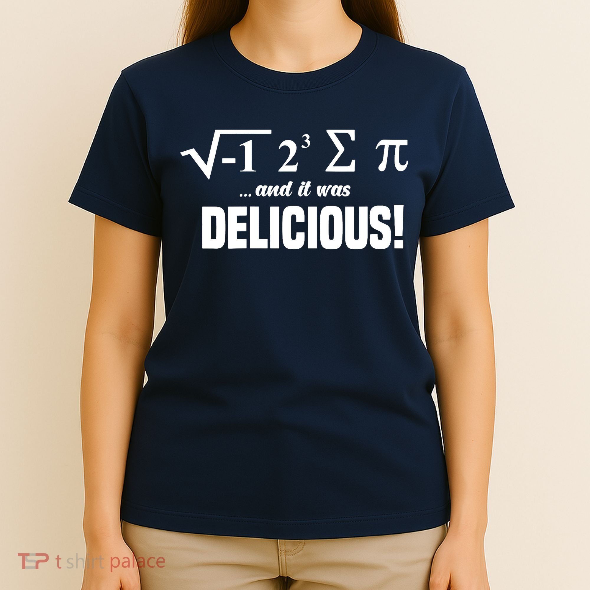 Wo I Ate Some Pie And It Was Delicious Funny Math Pun Pi Day V-Neck T-Shirt