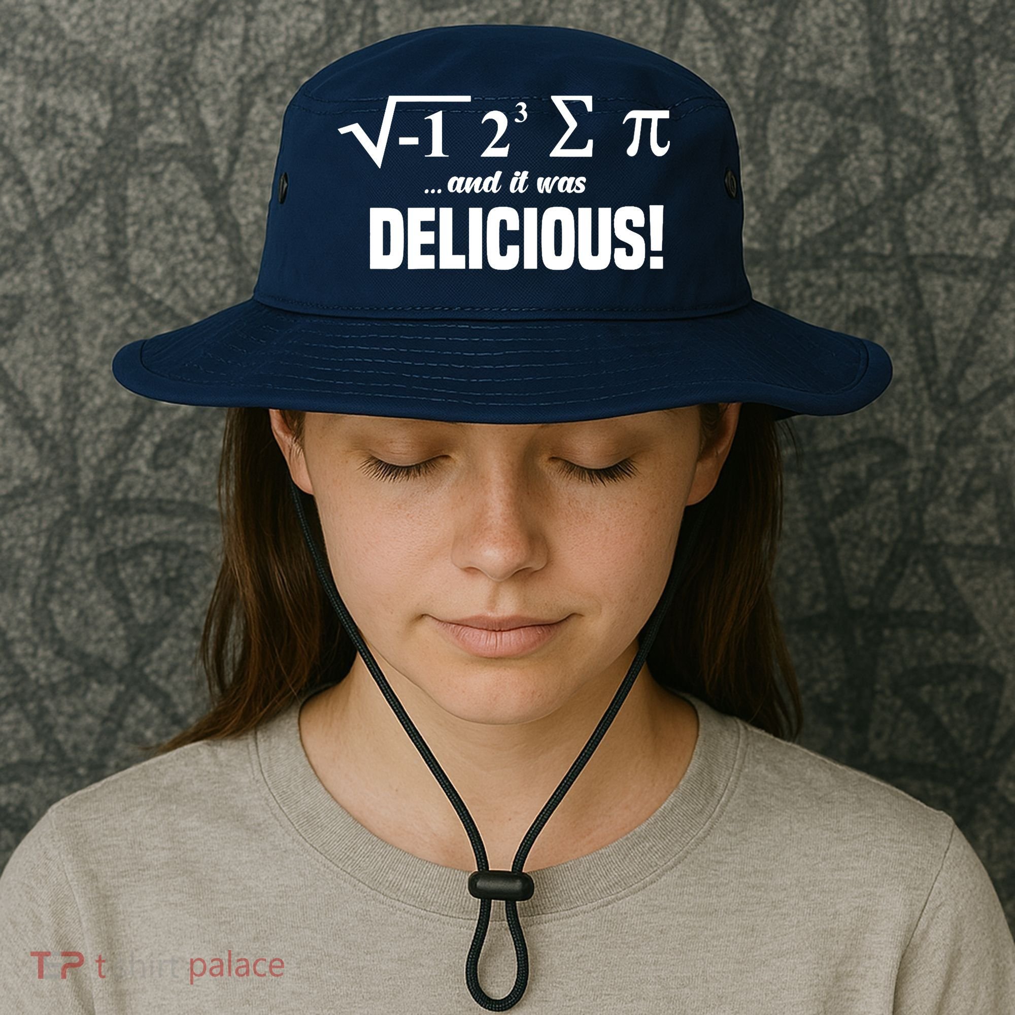 Wo I Ate Some Pie And It Was Delicious Funny Math Pun Pi Day V-Neck Bucket Hat