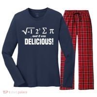Wo I Ate Some Pie And It Was Delicious Funny Math Pun Pi Day V-Neck Women's Long Sleeve Flannel Pajama Set  thumb 0