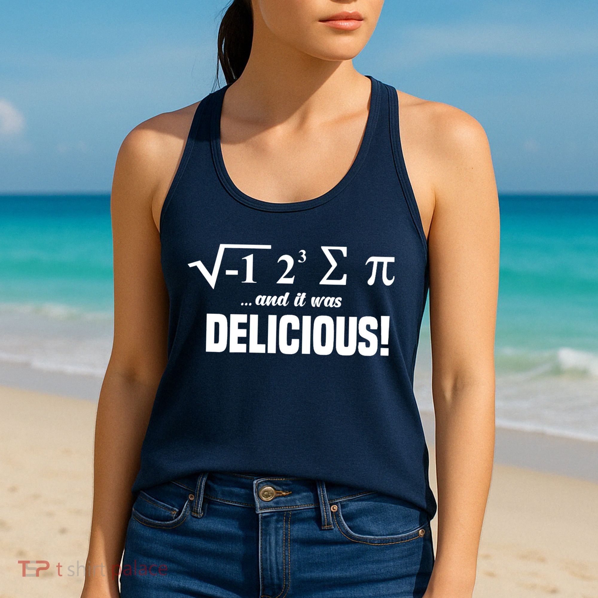 Wo I Ate Some Pie And It Was Delicious Funny Math Pun Pi Day V-Neck Women's Tank Top