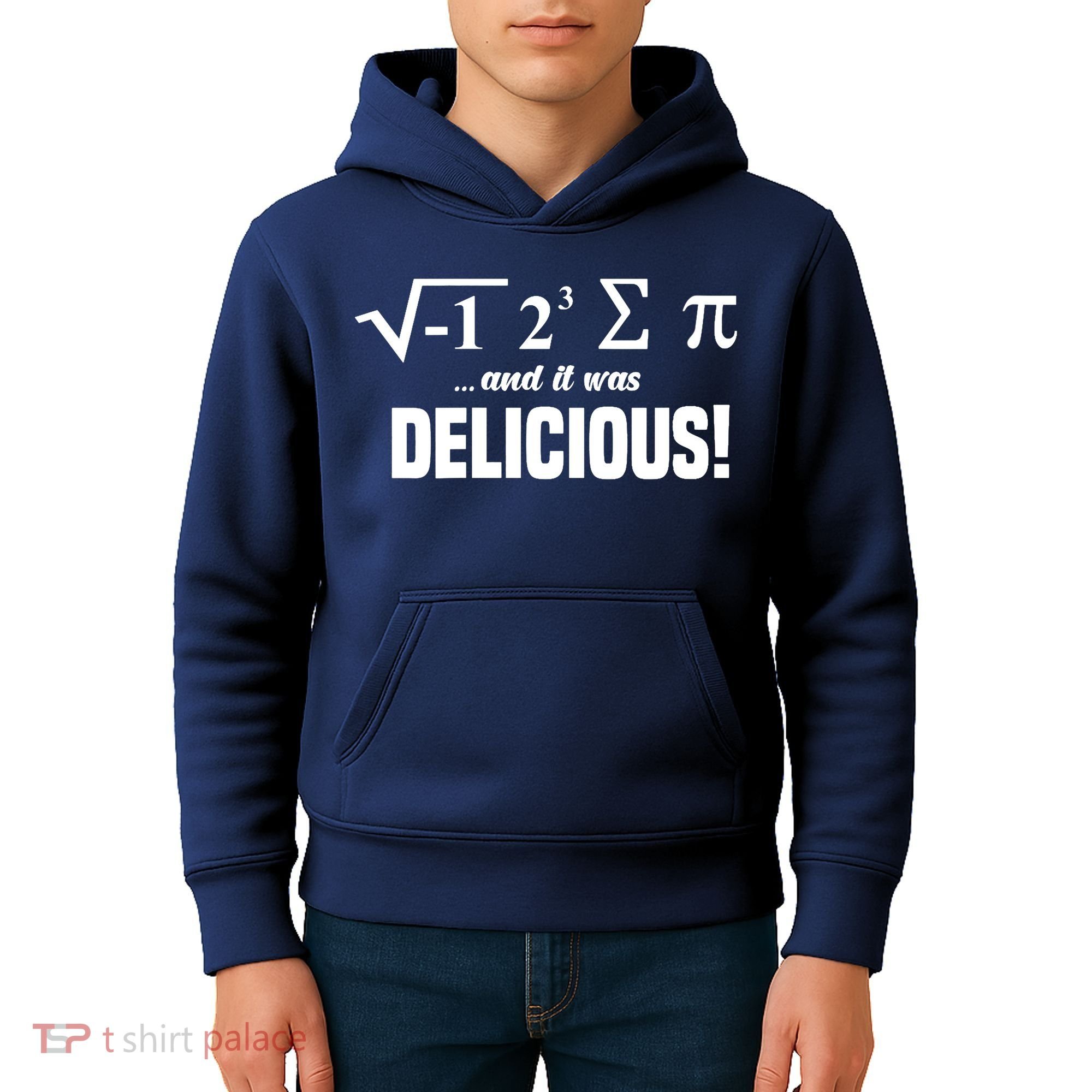Wo I Ate Some Pie And It Was Delicious Funny Math Pun Pi Day V-Neck Kids Hoodie