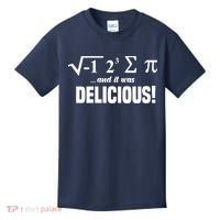Wo I Ate Some Pie And It Was Delicious Funny Math Pun Pi Day V-Neck Kids T-Shirt thumb 0