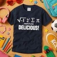 Wo I Ate Some Pie And It Was Delicious Funny Math Pun Pi Day V-Neck Kids T-Shirt thumb 3