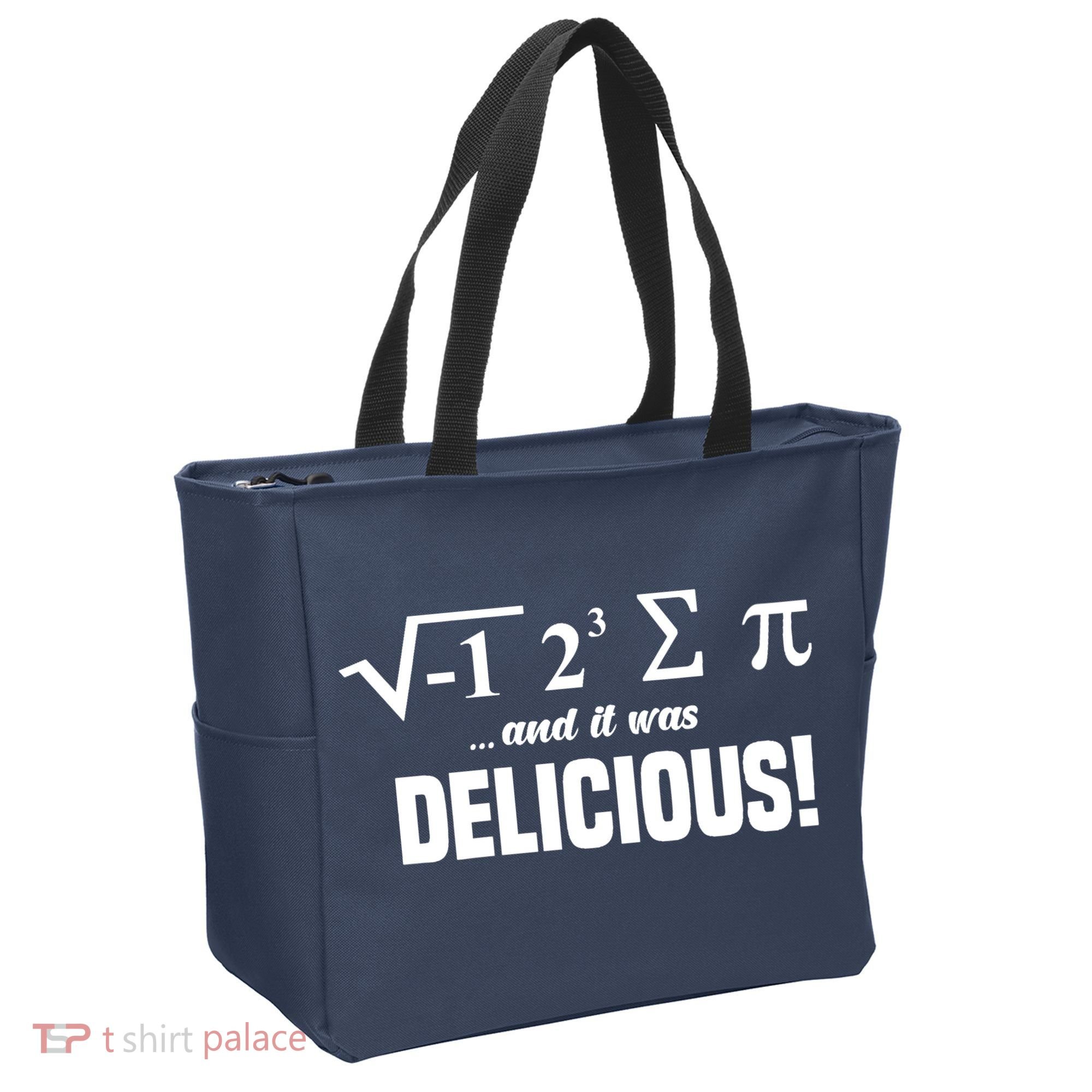 Wo I Ate Some Pie And It Was Delicious Funny Math Pun Pi Day V-Neck Tote Bag