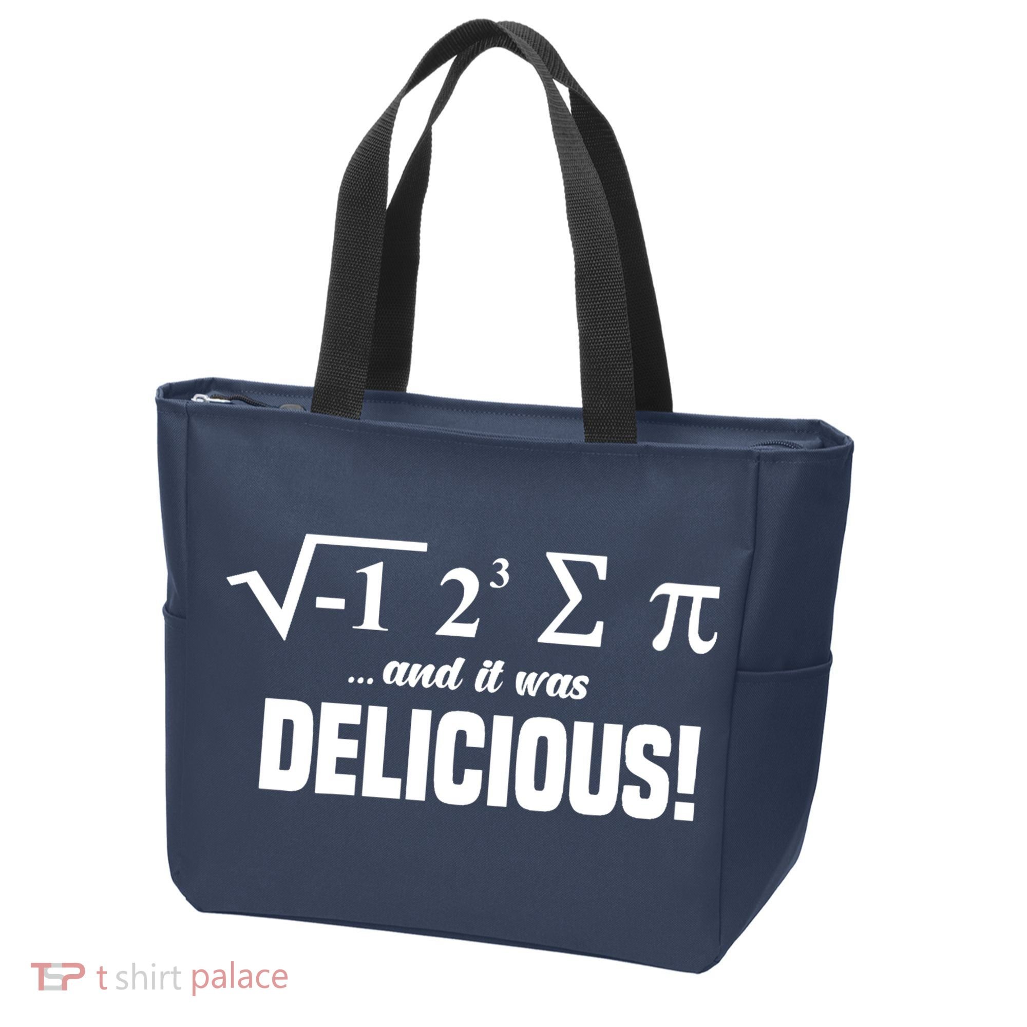 Wo I Ate Some Pie And It Was Delicious Funny Math Pun Pi Day V-Neck Tote Bag