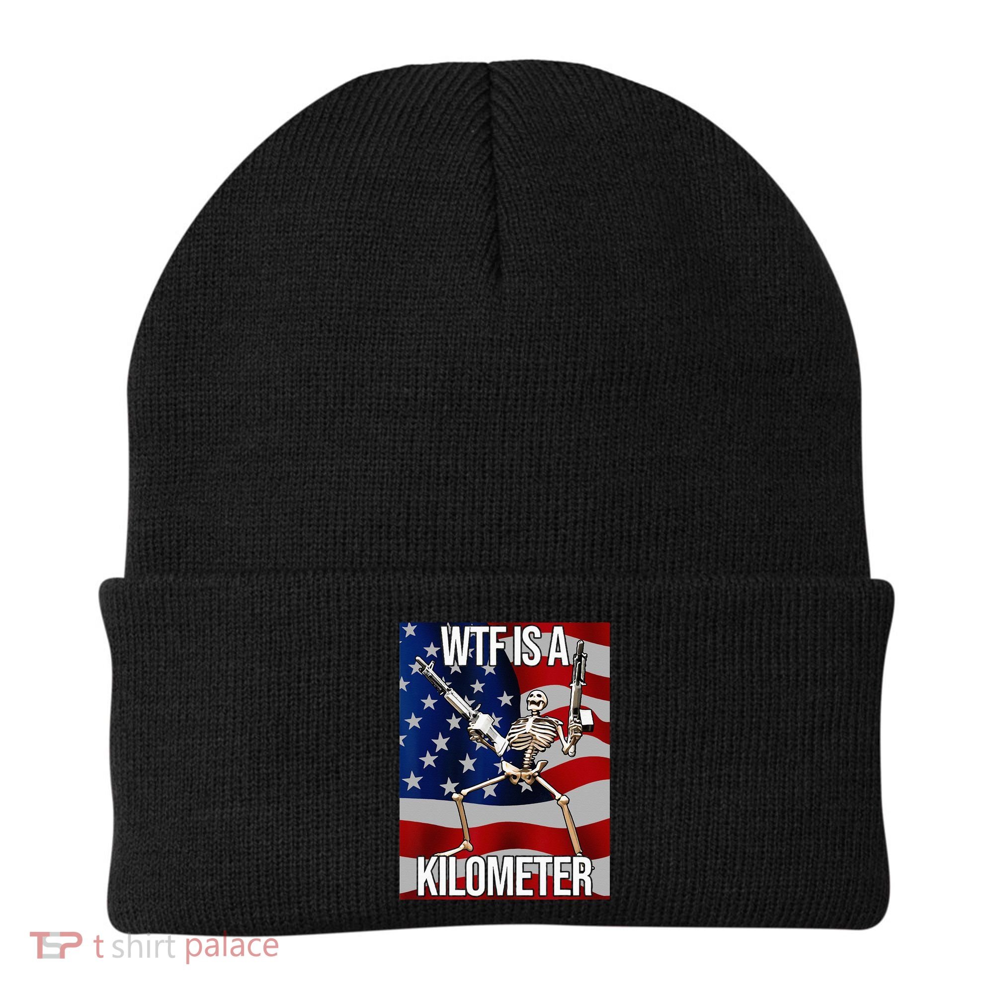 WTF Is A Kilometer American Skeleton Funny Beanie