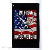 WTF Is A Kilometer American Skeleton Funny Golf Towel thumb 0
