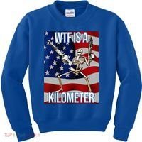 WTF Is A Kilometer American Skeleton Funny Kids Sweatshirt thumb 0
