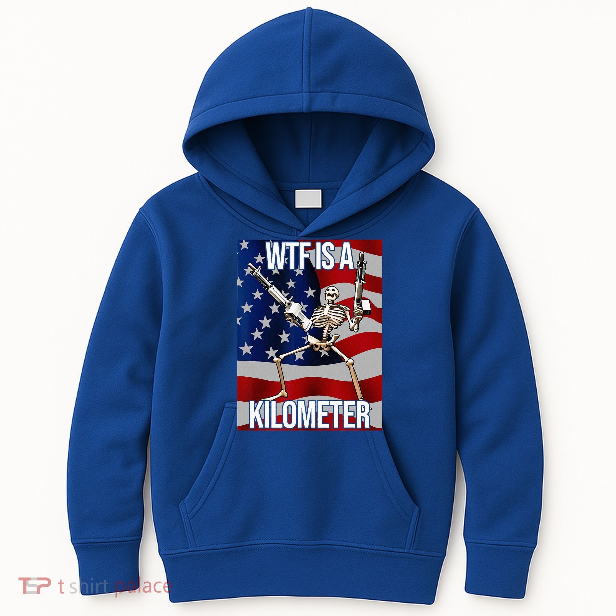 WTF Is A Kilometer American Skeleton Funny Kids Hoodie