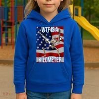 WTF Is A Kilometer American Skeleton Funny Kids Hoodie thumb 3