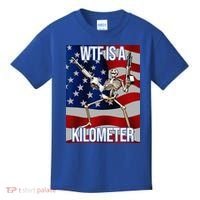 WTF Is A Kilometer American Skeleton Funny Kids T-Shirt thumb 0