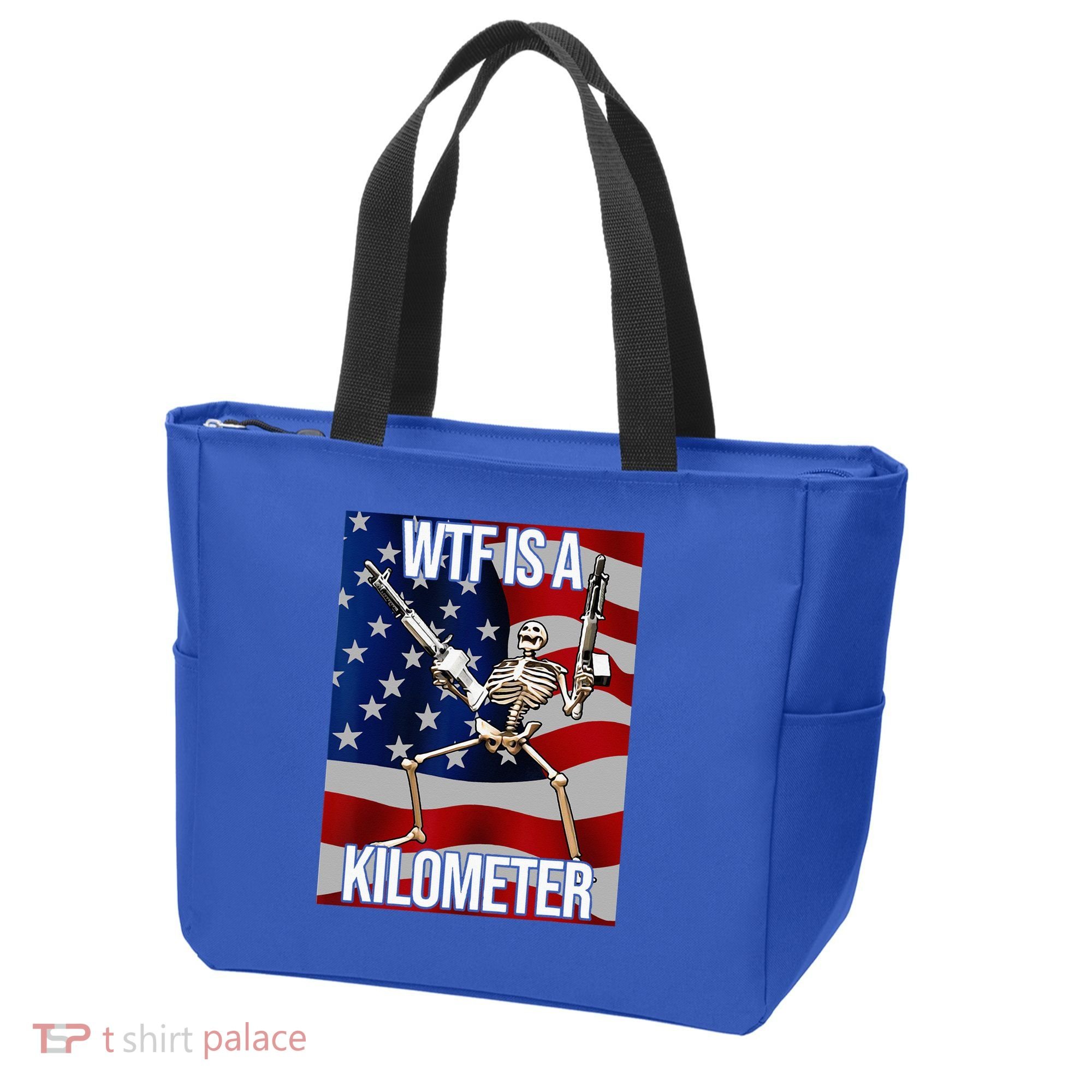WTF Is A Kilometer American Skeleton Funny Tote Bag