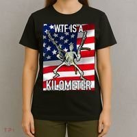 WTF Is A Kilometer July 4th Skeleton Funny Cringey USA Meme T-Shirt thumb 4