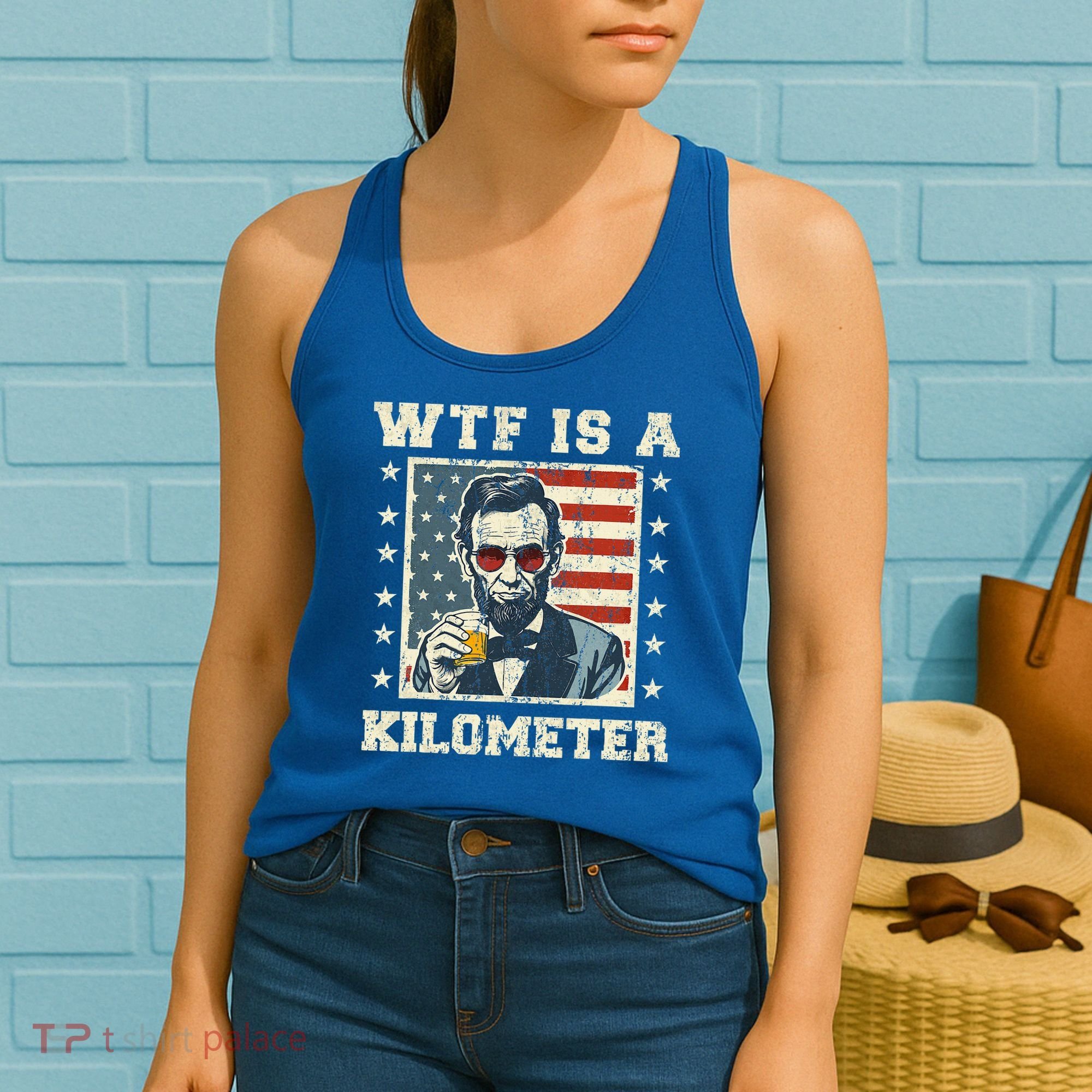 Wtf Is A Kilometer Abe Lincoln July 4th Women's Tank Top