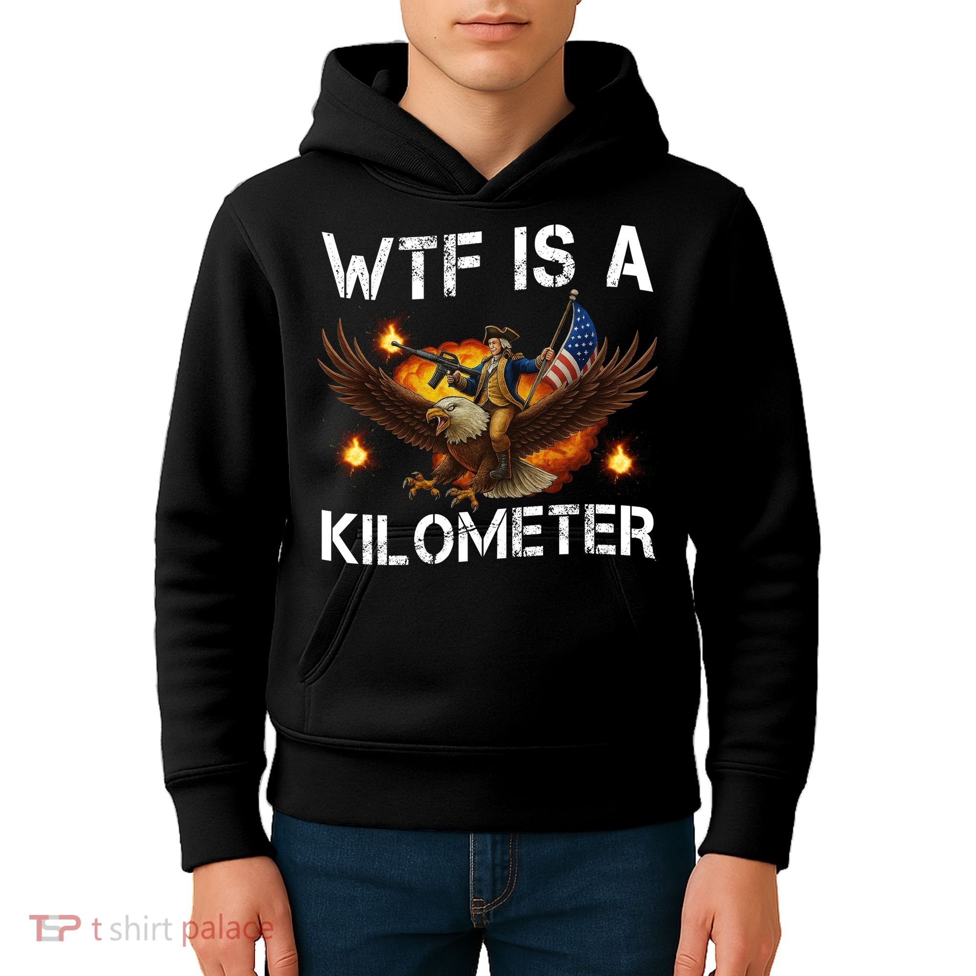 WTF Is A Kilometer Funny Patriotic American Freedom  Kids Hoodie