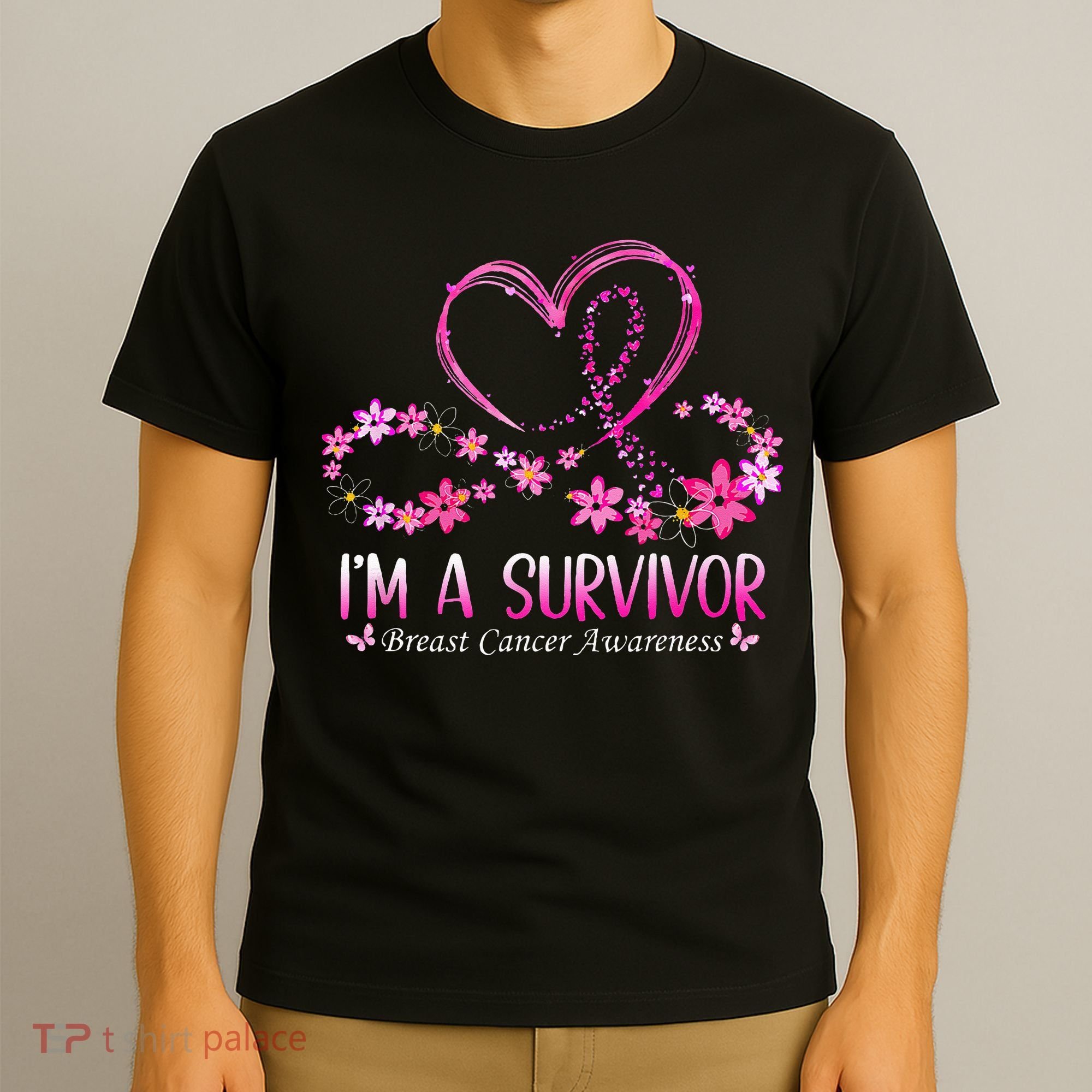 Woman I'm A Survivor Breast Cancer Awareness Pink Ribbon T-Shirt