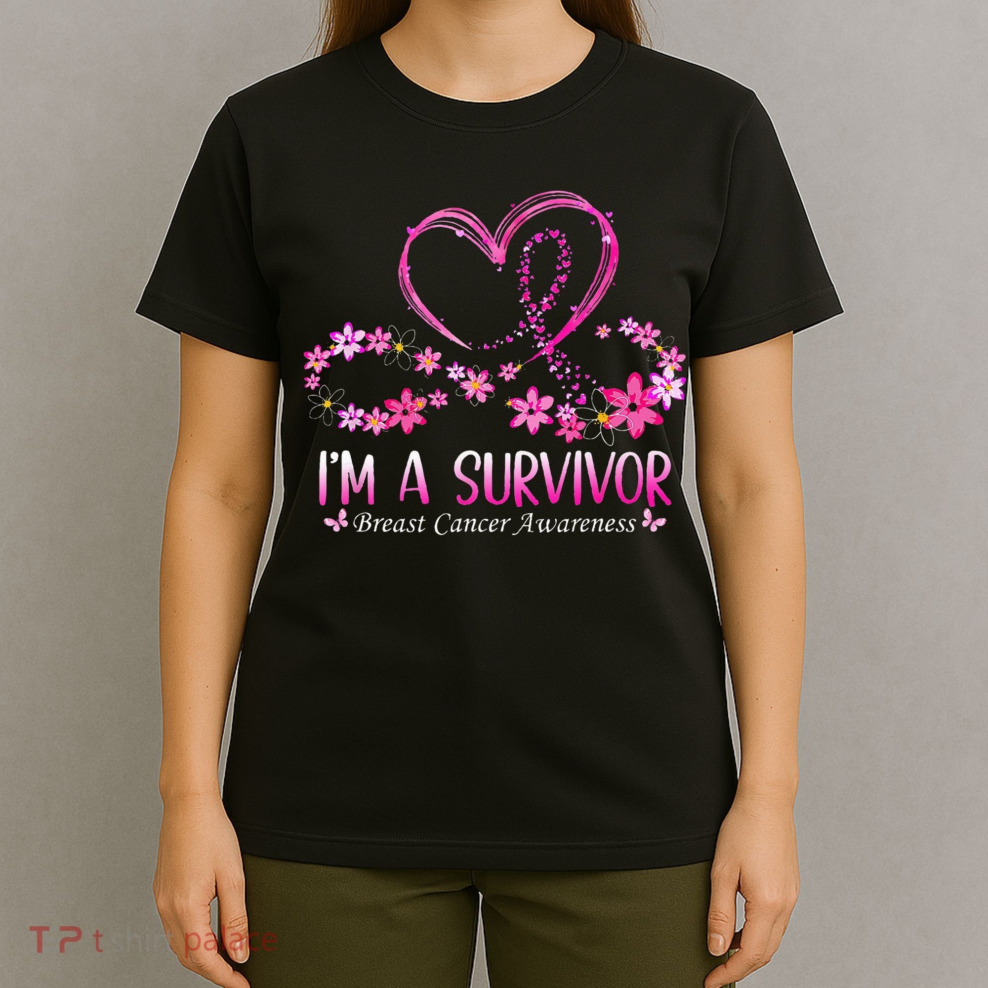 Woman I'm A Survivor Breast Cancer Awareness Pink Ribbon T-Shirt