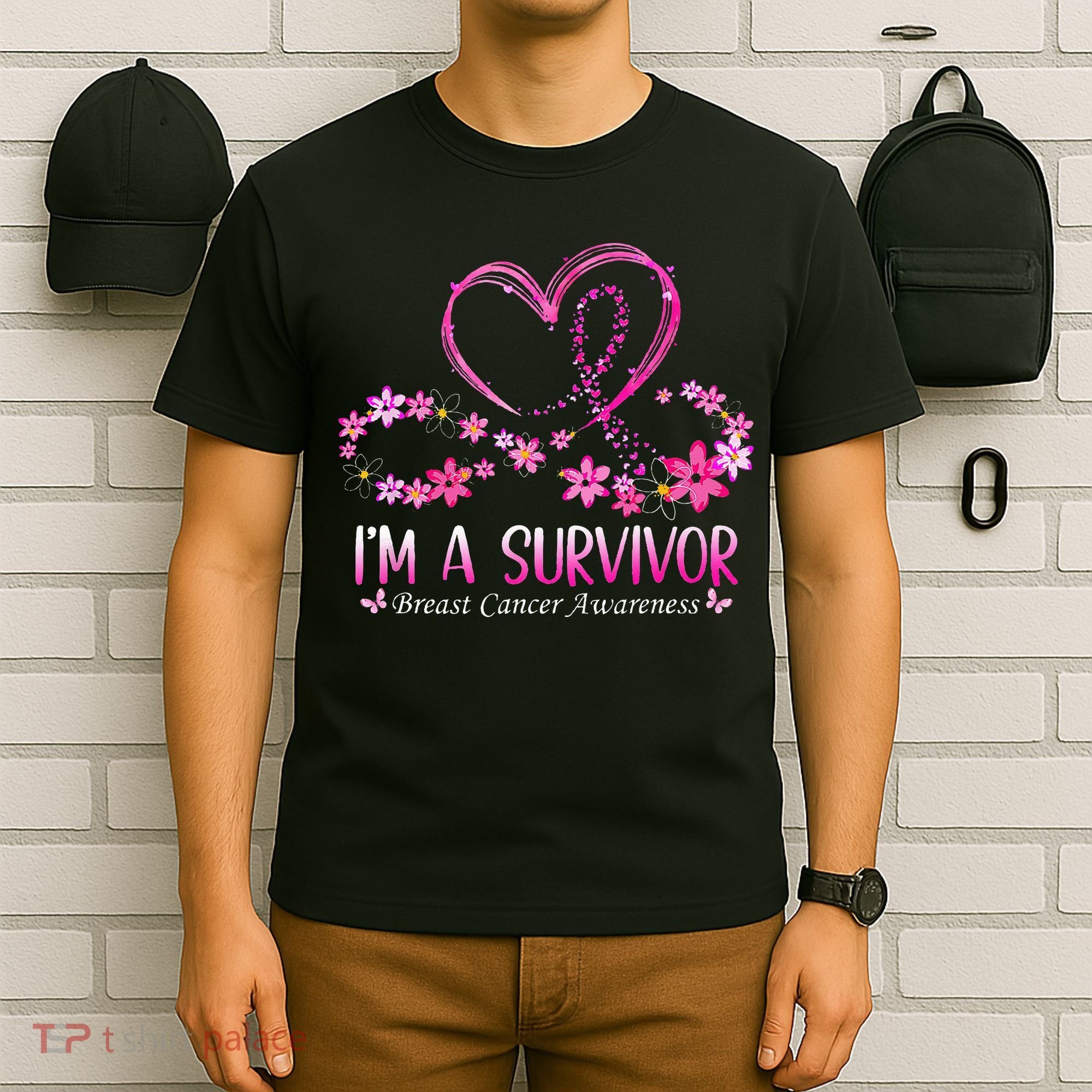 Woman I'm A Survivor Breast Cancer Awareness Pink Ribbon T-Shirt