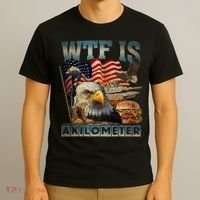 Wtf Is A Kilometer Eagle Badge American Burger 4th Of July T-Shirt thumb 3