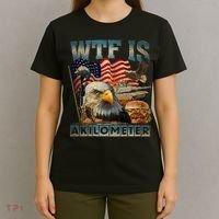 Wtf Is A Kilometer Eagle Badge American Burger 4th Of July T-Shirt thumb 4