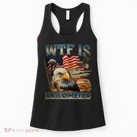 Wtf Is A Kilometer Eagle Badge American Burger 4th Of July Women's Tank Top thumb 0
