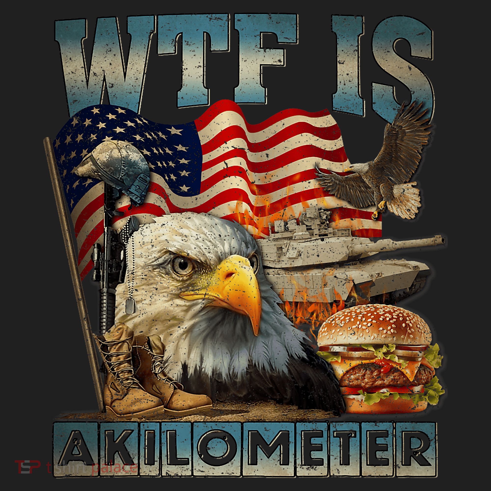 Wtf Is A Kilometer Eagle Badge American Burger 4th Of July Hat