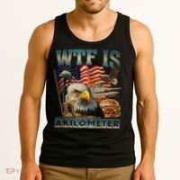 Wtf Is A Kilometer Eagle Badge American Burger 4th Of July Tank Top thumb 3