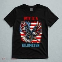 Wtf Is A Kilometer Eagle Badge American Flag T-Shirt thumb 5
